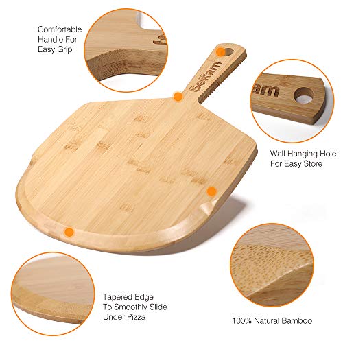 image for SEKAM Wood Pizza Peel - Wooden Pizza Paddle Spatula for Homemade Pizza