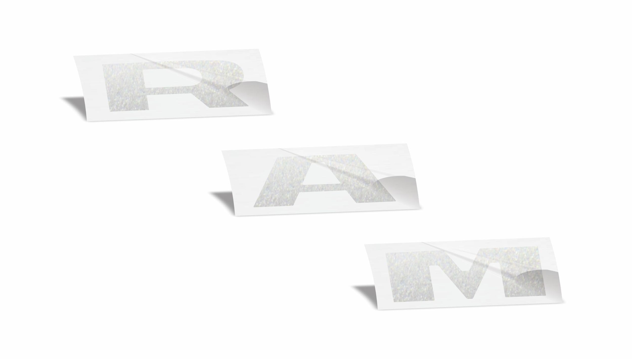 RAM Tailgate Emblem Overlay Decal Stickers 2025 Ram 1500 (Color: Silver Metallic)