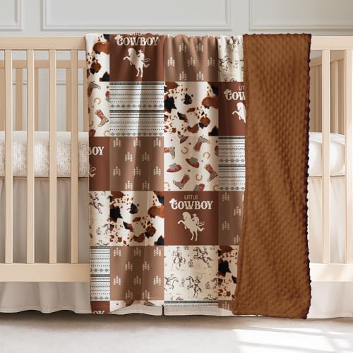 Image of Western Baby Blanket, Cowboy Minky Blankets for Boys Girls, Nursery Room Decor, Soft Warm Lightweight Nursery Bed Blanket for Newborn Toddlers Son Daughter (10)
