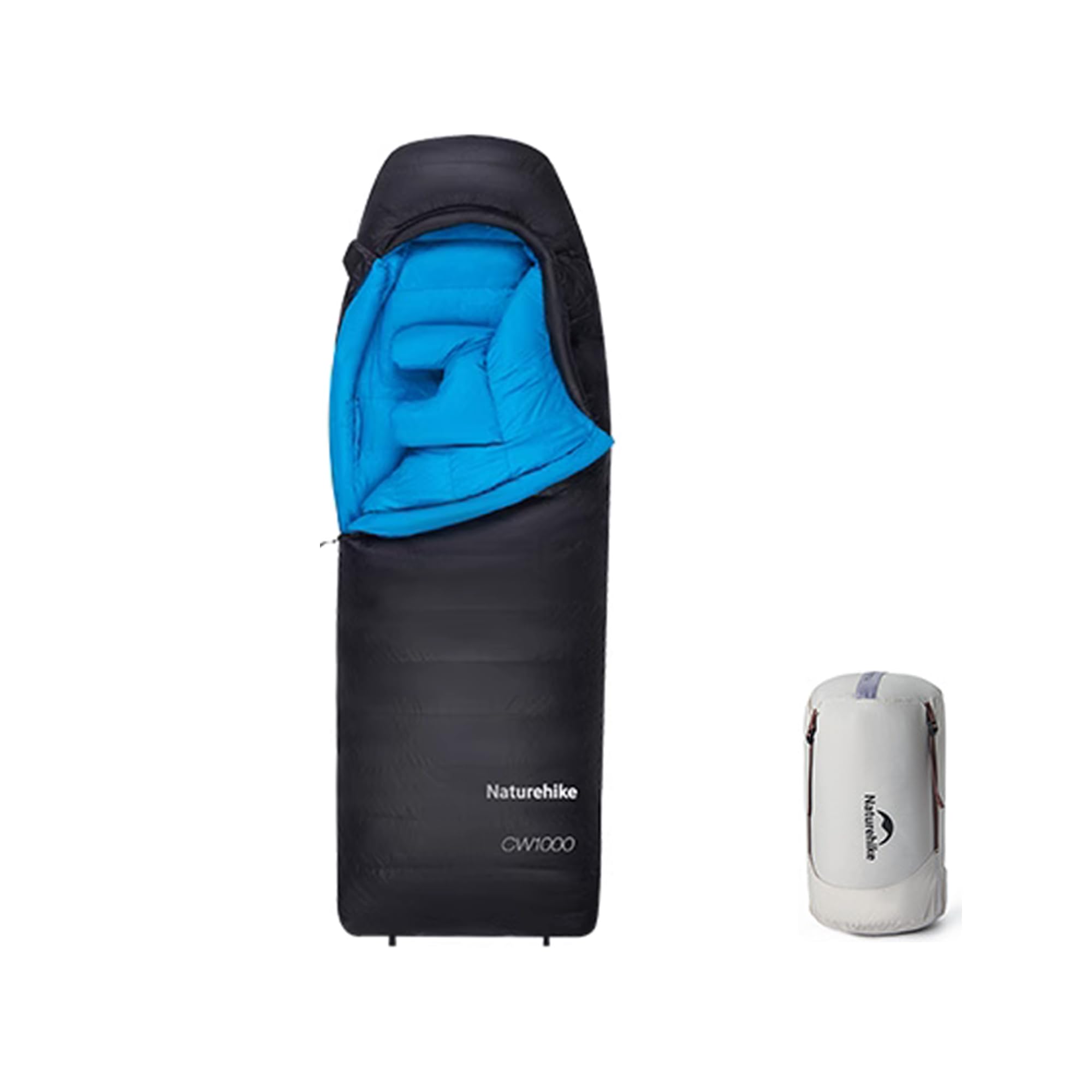 Naturehike Duck Down Sleeping Bag,1 Person,CW1000,650FP,-11.1-1.4℃,1.38kg,Envelope Style,Splashproof,Fully Expandable,Leg Stretchable,210 * 76cm Size Sleeping Bag for Camping,Hiking,Outdoor(Black-M)