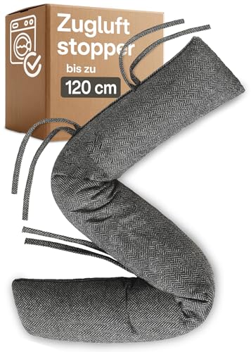 Praknu Zugluftstopper für Fenster bis 120cm - Waschbarer Stoff -...