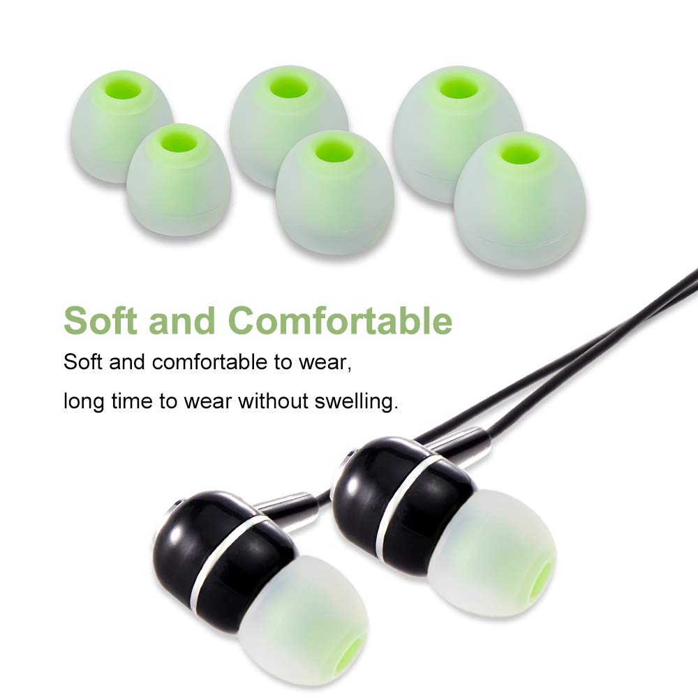 (18 Stück) 9 Paar (S/M/L) Silikon-Ersatz-Ohrstöpsel für beliebte In-Ear-Kopfhörer SML transparent / Grün