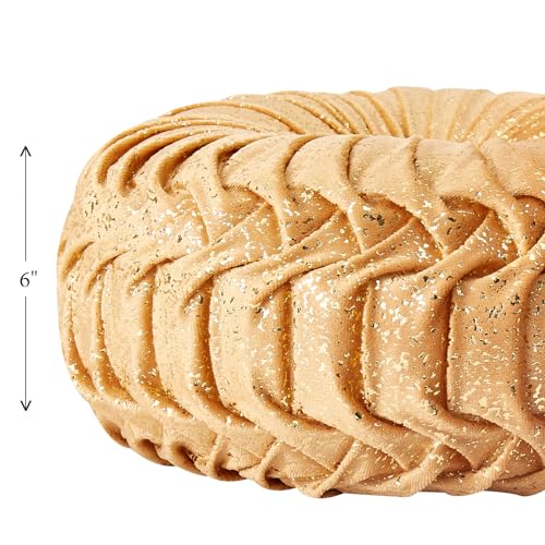 Image of EUCIOR Round Throw Pillows,Golden Throw Pillows,Soft Spandex Velvet Fabric,Pumpkin Pleated Handmade Gold Round Velvet Decorative Pillow for Sofa Bedroom Livingroom(Golden)