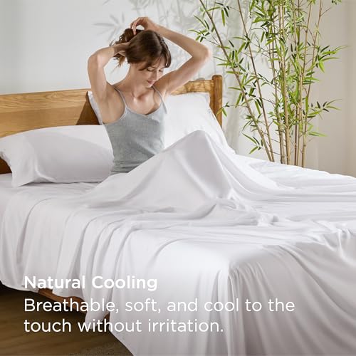The 11 Best Bed Sheets for Hot Sleepers: My Real-World Testing Results (From a Woman Who's Been There) 19 Bedsure Queen Sheet Set, Cooling Sheets for Queen Size Bed Set, Rayon Derived from Bamboo, Breathable & GentleSoft, Deep Pocket Up to 16 Inches, Hotel Luxury Silky Bedding for Hot Sleepers, White