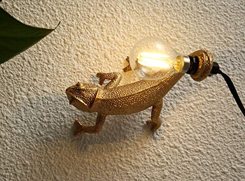 Image of MAYOLA Modern Chameleon Table Light,Wall Lamp, Resin Chameleon Lighting Fixture for Living Room, Bedroom, Office, College Dorm (C-Style-Wall, Gold)