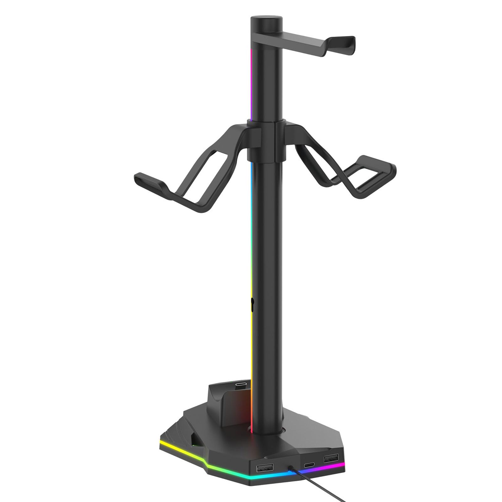 Asixxsix Supporto per cuffie da gaming, supporto per controller 3 in 1, vano per cuffie, porte USB multiple, facile da configurare, per RGB con modalità memoria