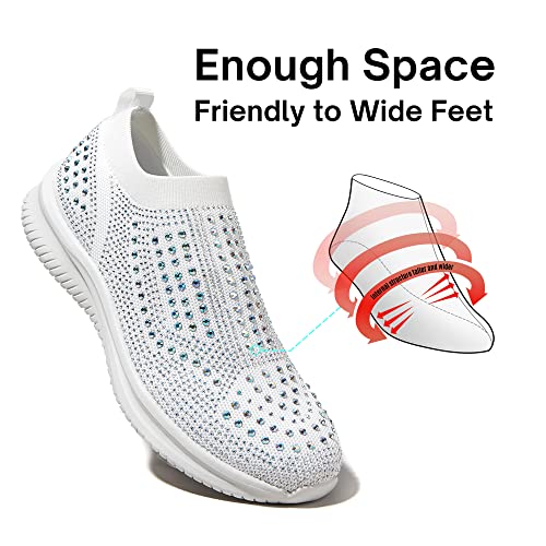 BELOS-Womens-Rhinestone-Mesh-Slip-On-Walking-Shoes-Fashion-Breathable-Spakle-Glitter-Sneaker