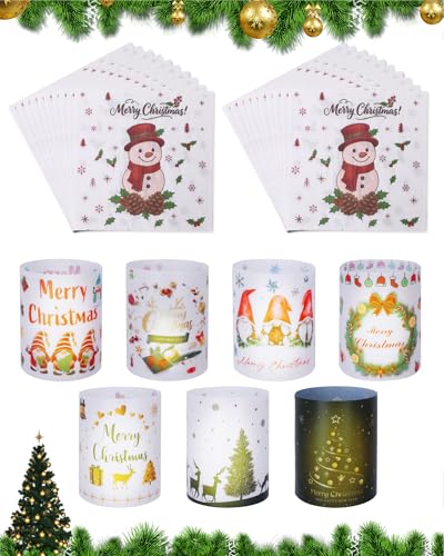 14 Windlicht Tischdeko Weihnachten & 20 Pcs Servietten...