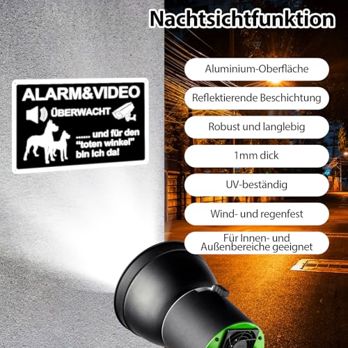 2 Stück Videoüberwachung Schild Set 20x30cm,Warnung vor dem Hunds Schilder Lustig Metall Alu Gebürstetes Videoüberwacht Schilder Achtung Hundschild Warnung vor dem Hund Schilders für Zuhause Outdoor