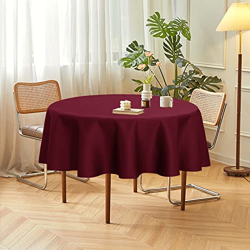 Image of sancua 2 Pack Round Tablecloth 70 Inch Burgundy, Stain and Wrinkle Resistant Table Cloth - Washable Polyester Table Cover for Dining Tables, Buffet Parties and Camping