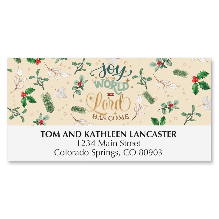 Current Joyous Blessing Deluxe Personalized Address Labels - Set of 48, Self-Adhesive, Flat-Sheet Labels, 1" x 2 1/4", Holiday and Christmas
