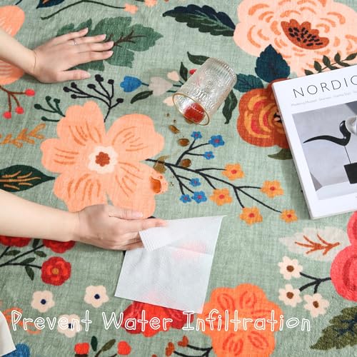 Runner Rug for Hallways Kitchen Rug Non Slip 2'x 6' Washable Rugs with Rubber Backing Soft Floral Carpet Runner for Hallways, Kitchen, Laundry, Bedroom, Bathroom(Green)