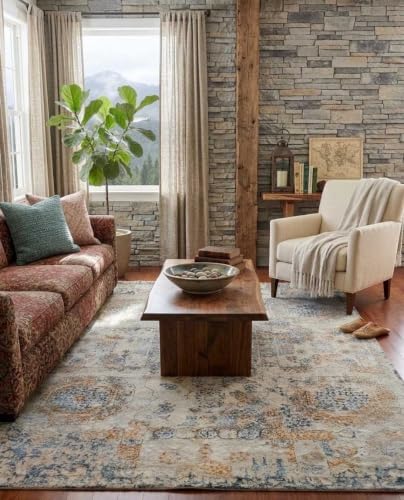 Image of 5x7 Feet (150x210 CM) Carpet for Living Room Hall & Bedroom - Ivory Multi Modern Abstract Geometric Silk-Touch Luxury Hotel-Style Washable Anti-Skid Turkish Area Rug