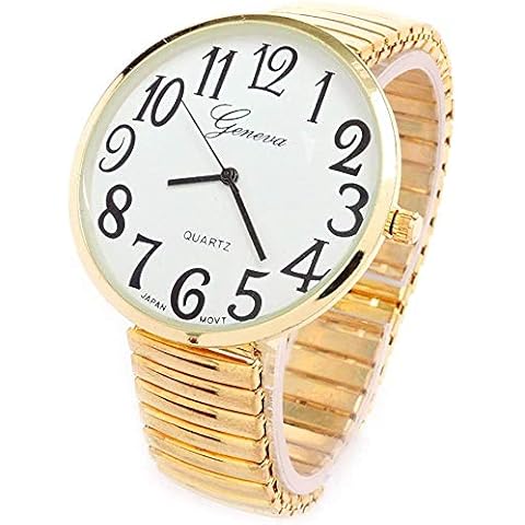 Gold Super Large Face Easy to Read Stretch Band Extension Watch Cover
