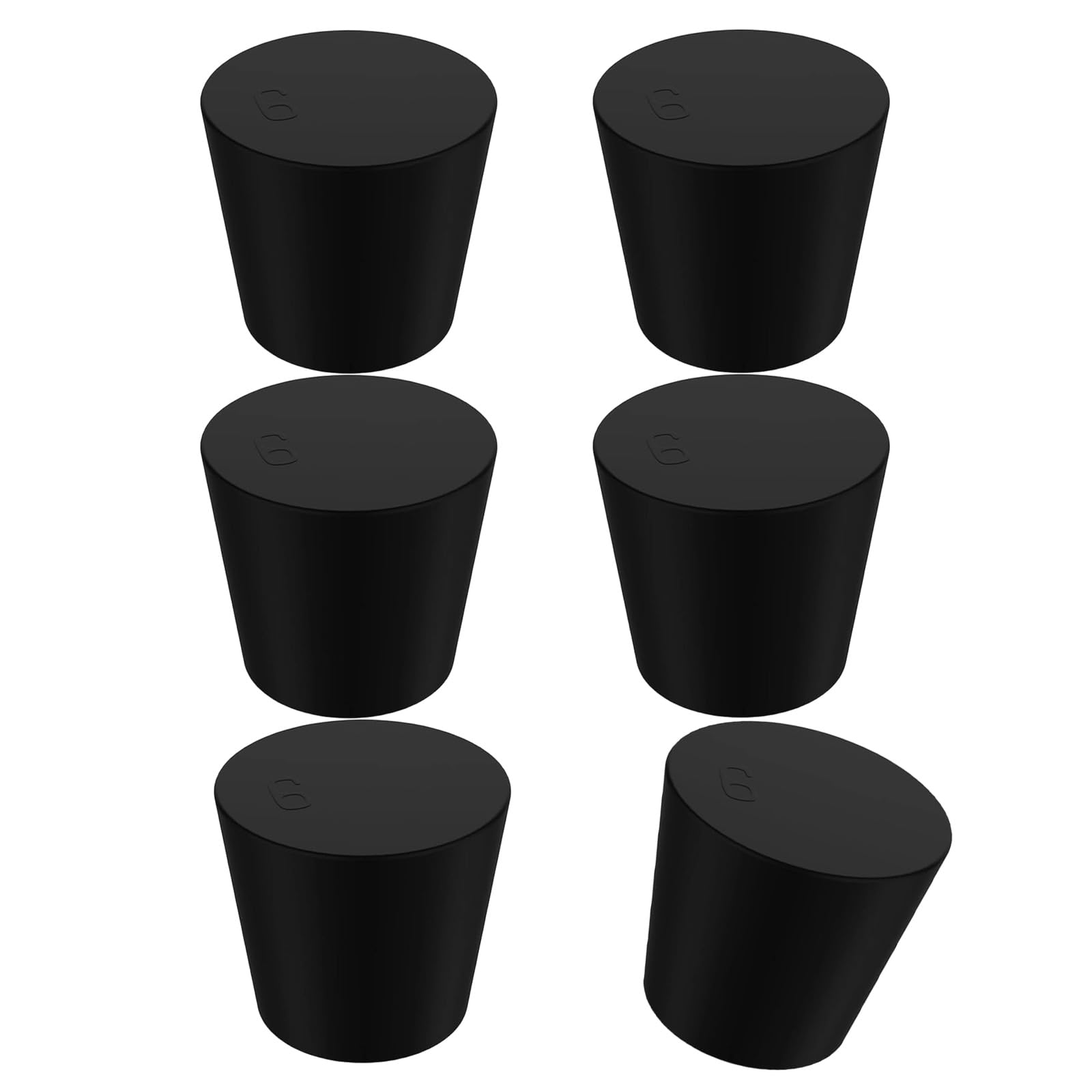 Navna Of 6 Black Tapered Rubber Stoppers Small Bottle Plugs Sink Stopper Texture for Bottles Pipes and Tool Black Tapered Stoppers