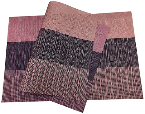Image of YELONA Dining Table Placemats Set of 8 - Heat-Resistant, Non-Slip, Washable & Stain Resistant Woven PVC Vinyl Table Mats for Kitchen & Dining - 45 x 30 cm, Peach