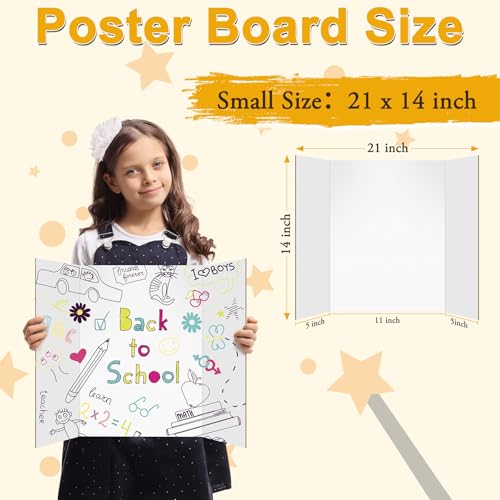 3pcs small trifold poster board 21 x 14 inches white tri fold poster boards corrugated presentation board science fair display boards for school fun projects exhibitions and business