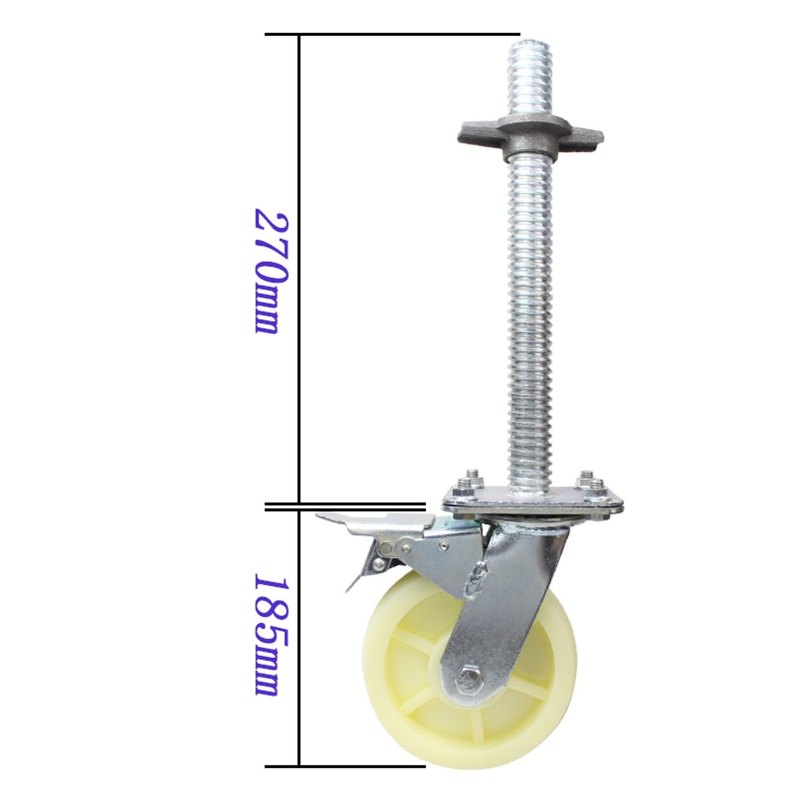 Ruedas de andamio de 6 Pulgadas con Frenos, Ruedas giratorias Resistentes for Andamios móviles, Espiral Ajustable, rotación de 360°