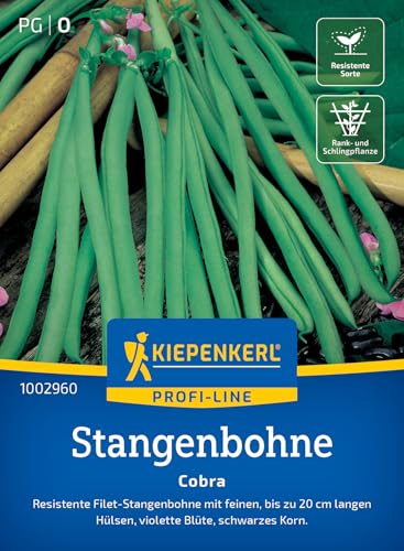 Kiepenkerl Profi-Line Stangenbohnensamen Cobra 1002960 Gemüsesamen für resistente Filet- Stangenbohne mit bis zu 20cm langen Hülsen - Gemüse Pflanzen Saatgut