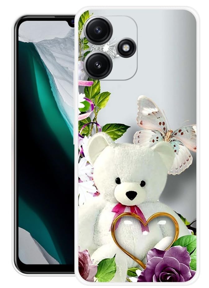 Image of Looy Mobile Cover for Xiaomi Redmi 12 5G Mobile Back Cover Poco M6 Pro 5G Back Case for Xiaomi Redmi 12 5G Mobile Phone (Milky Teddy)
