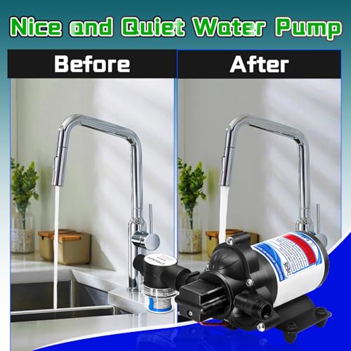 Image of 12V RV Water Pump,2088-422-144 Diaphragm Pump,45 PSI 3.3 Gallons Per Minute Fresh Water Pump with 1 /2MNPT Connection for Agricultural Spraying RV Marine Yacht-Chemical Corrosion Resistant
