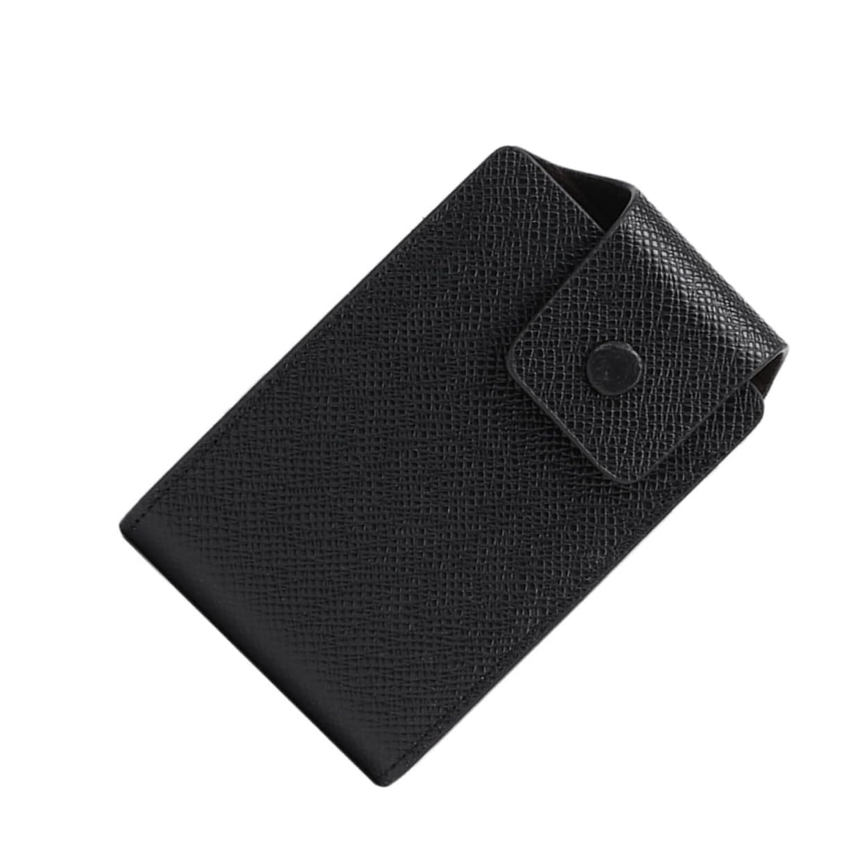 TOVINANNA Multifunctional Black Buckle Storage Bag for Men Stylish Certificate Holder Coin Purse Durable PU Material Craftsmanship for Daily Use