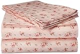 Amrapur Overseas | Luxuriously Soft 4-Piece 100% Microfiber Rose Printed Bed Sheet Set (Blush, Full)