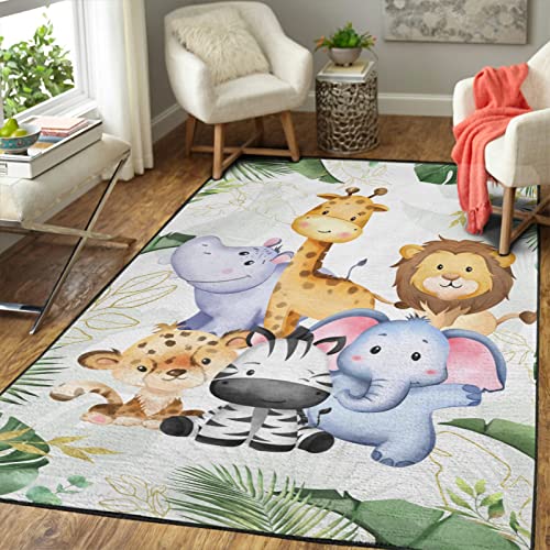 Tapete decorativo con animales y hojas jungla 36x60 pulgadas miniatura 2