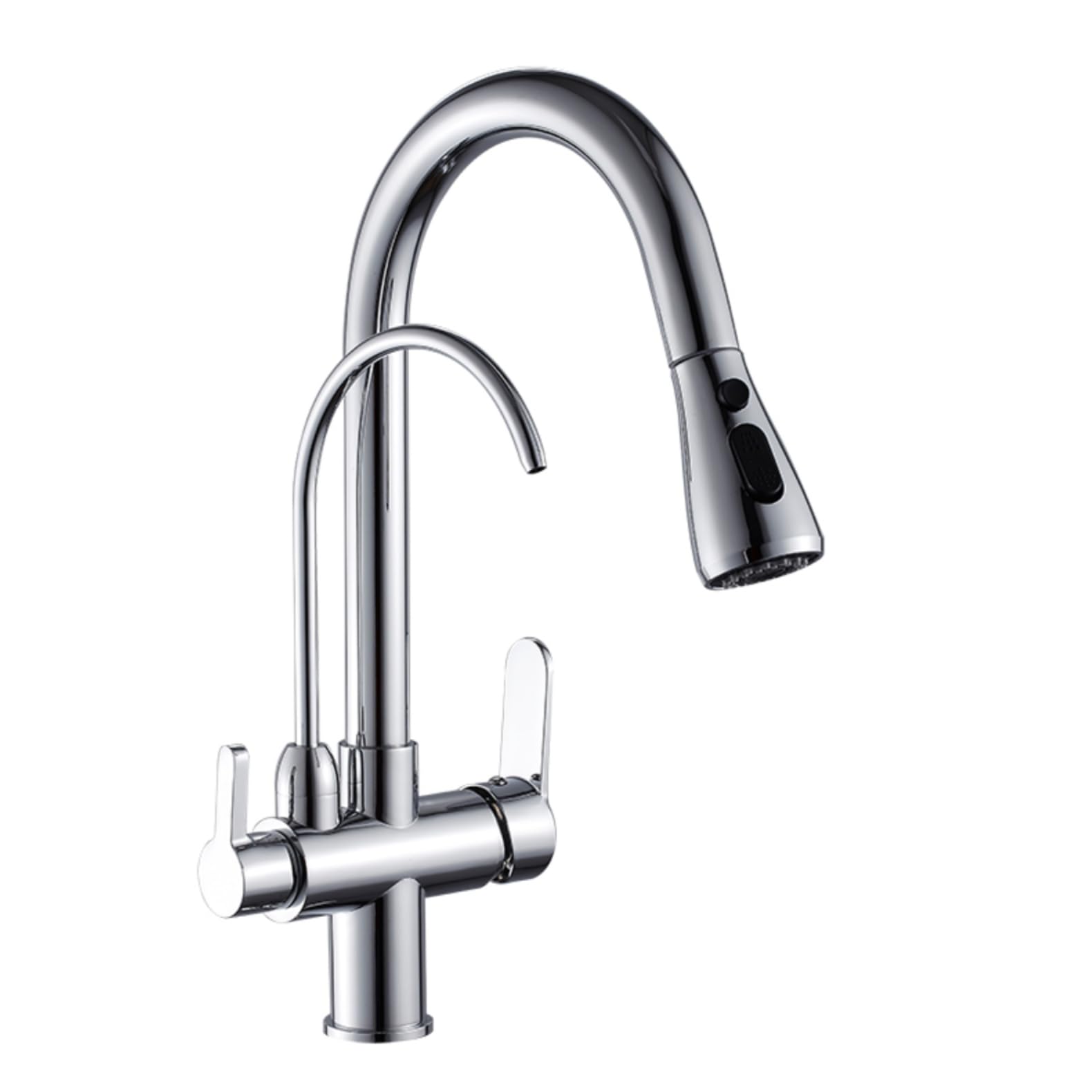 FCXWEVR 360° Rotating 3Way Kitchen Tap with Water Filter PullOut Spray & 2 Modes Chrome Kitchen Mixer Faucet for Sink – Durable & Stylish Design