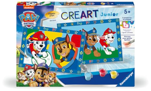 Ravensburger – CreArt Junior – Numéro d'art – Pat'Patrouille – Kit de Peinture par numéros – Dès – 25778