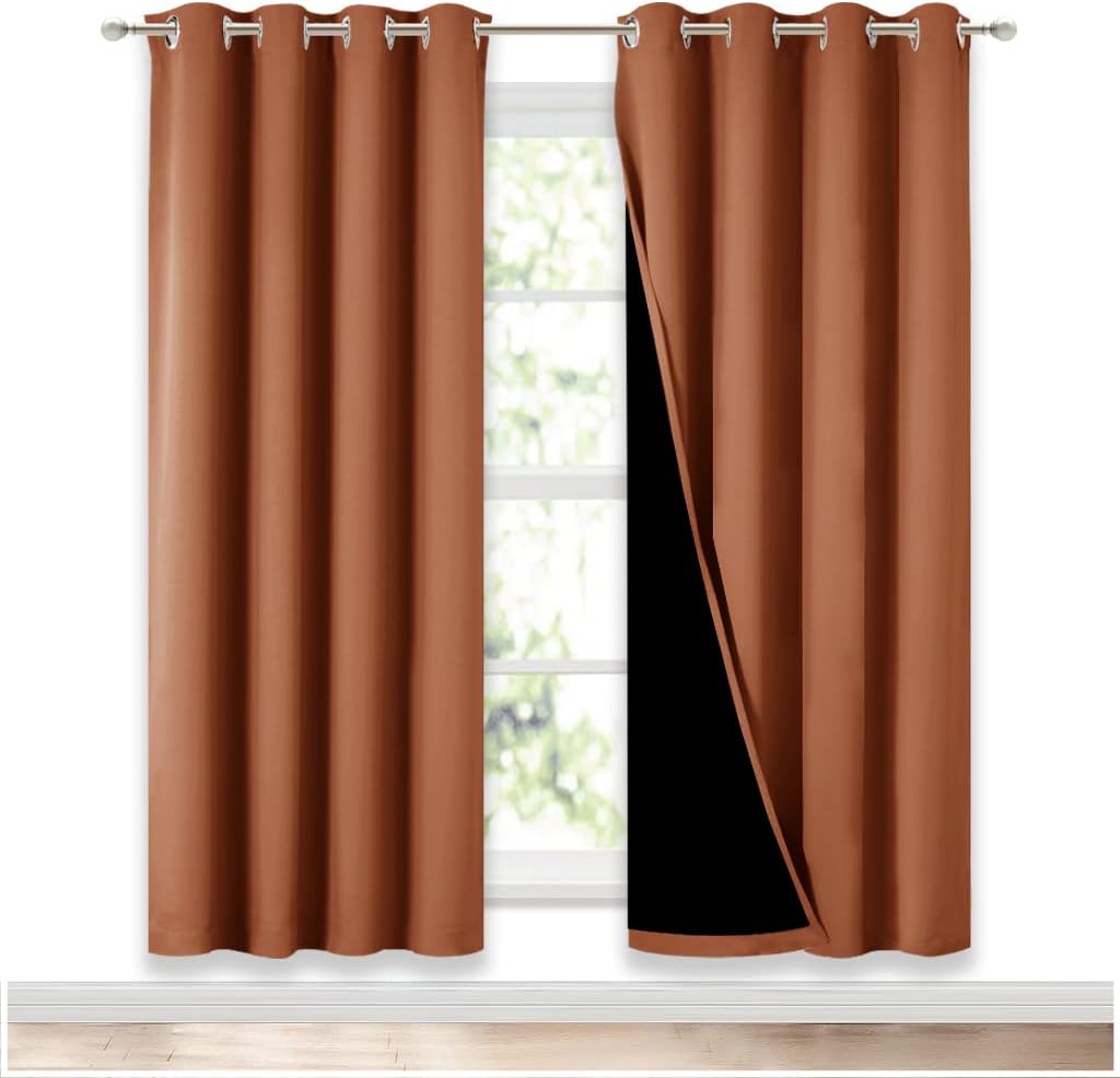 NICETOWN Blackout Curtain Panels 52x72, Burnt Orange (2 pcs)