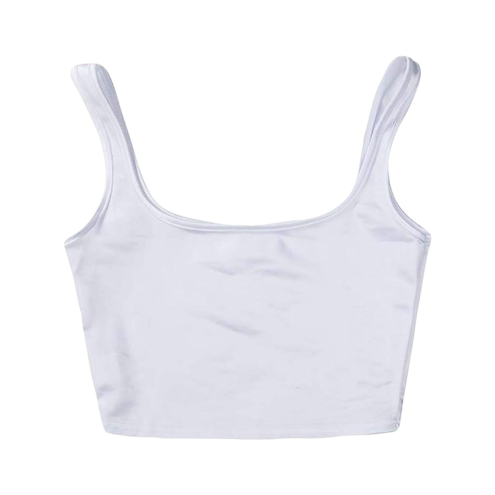 NATHGAM Women Sleeveless Crop Tank Tops Sexy Square Neck Yoga Seamless Y2k Camisole Cute Slim Fit Double Layer