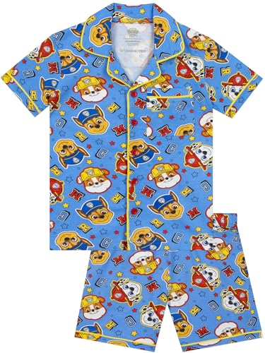 Paw Patrol Pijama Niño, Conjunto Niño Verano con Chase Marshall Y Rubble Manga Corta, Patrulla Canina Pijama, 7-8 Años