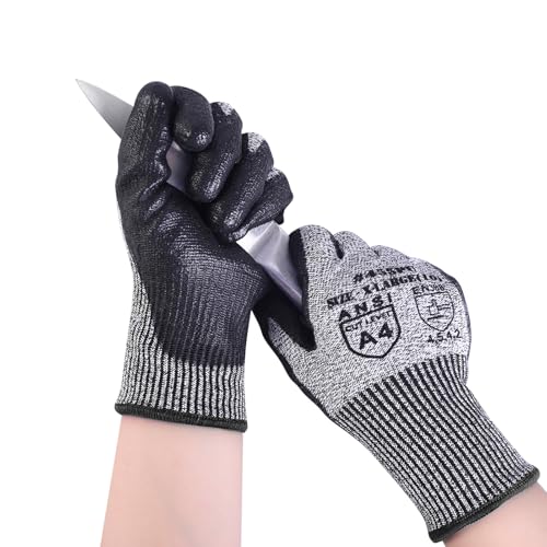 AovYoo Guantes de Trabajo Guantes Anticorte Nivel 5 - Carnicero/Jardineria/Cocina/Guantes de Seguridad (1, L)