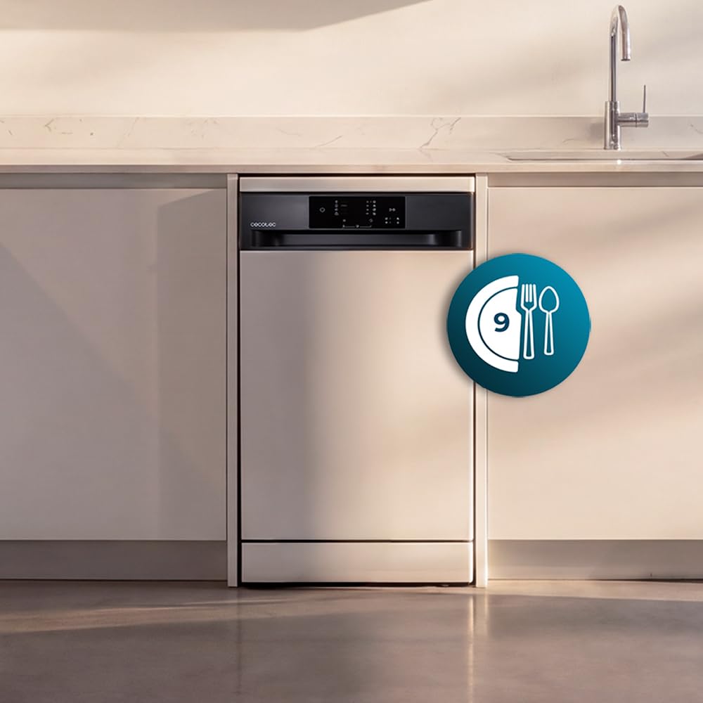 Cecotec Freistehender Geschirrspüler 45 cm Bolero Aguazero 4350, 9 Maßgedecke, 4 Programme, Energieeffizienzklasse D, Inverter Plus Duo Motor, Weiß