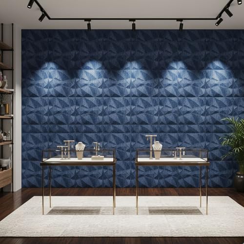 Image of Kayra Decor PVC Wall Panel - PVC Diamond Design, Electric Blue Color 19.7 inch X 19.7 inch (Pack of 18) - Covers 48.51 Sq. Ft.