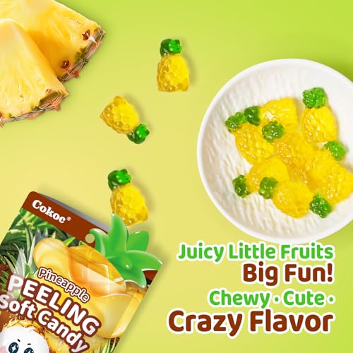 COKOC Peelable Gummy Candy Variety Pack,Mango Strawberry Lychee Peach Grape Pineapple,Soft Chewy Fruit Snack,Pack of 6,75g Each (Total 450g) - image 4