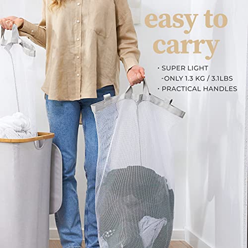 Hennez Laundry Basket With Lid - 100L Large Bamboo Laundry Hamper With Removable Bag - Laundry Bin With Lid - Tall Laundry Hamper With Lid - Dirty Clothes Hamper With Lid For Bathroom, Bedroom #TOP6