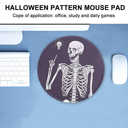 Mobestech Skeleton Mouse Pad Halloween Round Desk Mousepad para Office Home Laptop