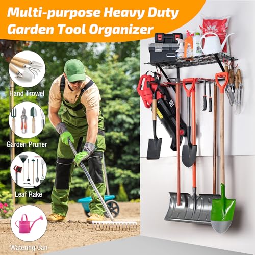 image for PLKOW Wall-Mounted Ski Rack, Skis Storage Rack for Garage Shed with To