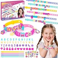 Friendship Bracelet Making Kit Girls Birthday Presents: 5 6 7 8 9 Year Old Girl Gifts, Arts and Crafts for Kids age 5-8 DIY Personalized Rubber Bracelets Making Craft Kit for Kids Girls Toys age 5 6 7