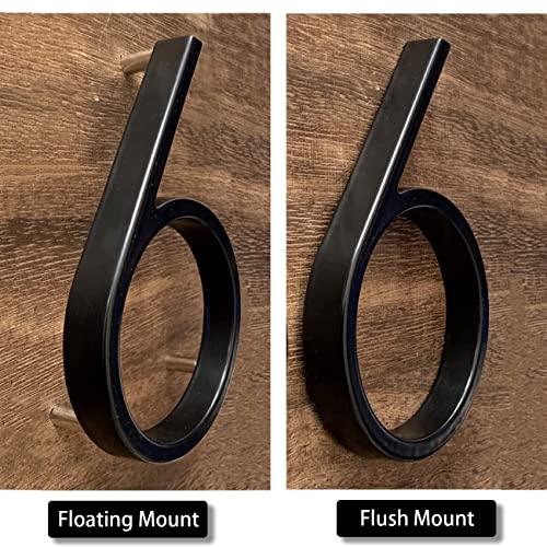 5 Inch Black House Number 6, Floating Modern House Numbers For Outside, Wall Mounted Address Numbers For Houses, Rust Proof House Address Numbers With 2 Nail Kits By Mayki #TOP2