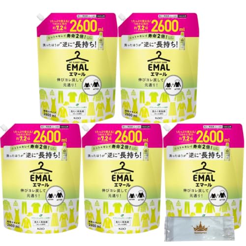 花王 エマール 詰め替え 大容量 業務用 2600ml 5袋セット リフレッシュグリーン 特大 洗濯用洗剤 つめかえ