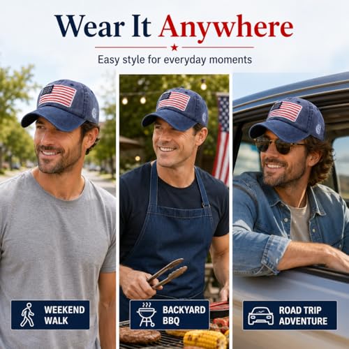 Image of 2-Pack USA Flag Hats for Men Baseball American Flag Hats for Men USA Cap USA Tactical Washed for Women