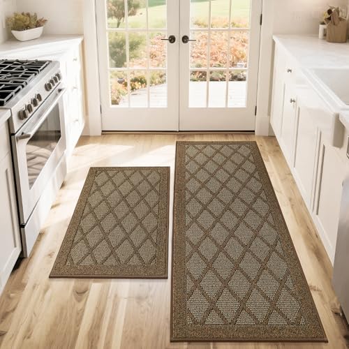 COSY HOMEER Non-Slip Kitchen Mats 24x36 & 24x60 Brown