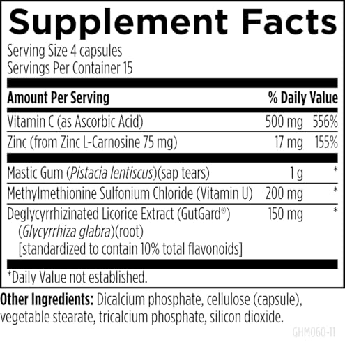 Designs for Health GastroMend HP - Mastic Gum, Zinc, L-Carnosine, Deglycyrrhizinated Licorice Gut Health Supplements - May Support Gastric Health, Occasional Bloating or Upset Stomach (60 Capsules) - Image 5