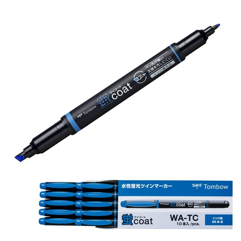 Amazon.co.jp: トンボ鉛筆 蛍光ペン 蛍コート 青 10本 WA-TC89