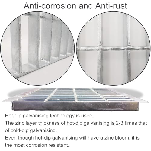Image of Galvanized Steel Drain Grate with Lip, Channel Cover 16x16 in