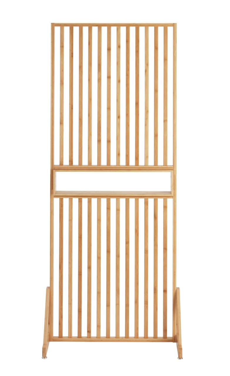 WENKO Séparateur de pièce Kailua, cloison de qualité 100% Bambou avec étagère intégrée, idéal pour Partager des pièces ou comme élément de déco, (l x h x p) : 72 x 178 x 40 cm, Brun