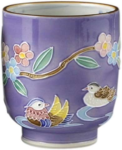 京焼 清水焼 昇峰窯　伊藤昇峰　紫交趾　むらさき野　蓋付湯呑　2客　伝統工芸士 むらさき野夫婦湯呑と夫婦茶碗セット 昇峰 - 京焼清水焼 松韻堂